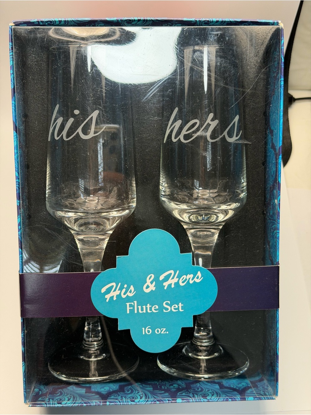 His & Hers Clear Glass Flute Set - Clear (Set of 2)